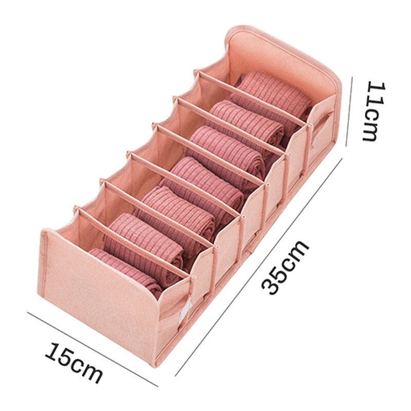 Organizer Voor Ondergoed Opbergdozen Voor Sokken Beha Wasbaar Opvouwbare Gescheiden Opslag Dressing Organisatoren Divider Dozen: 7grids pink panties