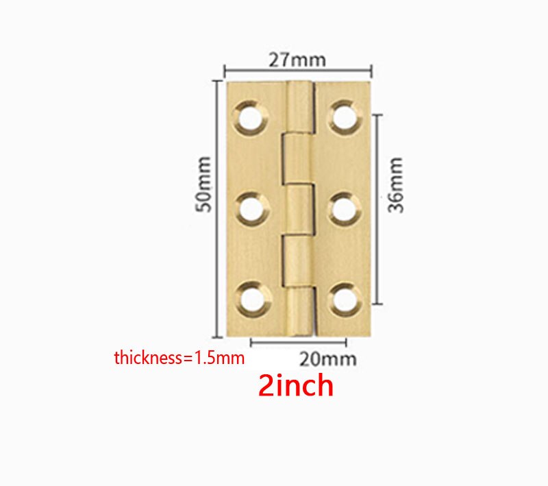 4pcs/Brass butt hinge 1/2/3/4inch Wardrobe Cabinet Door Storagebox Toolbox mini connector Furniture small Hardware metal fitting: 2inch