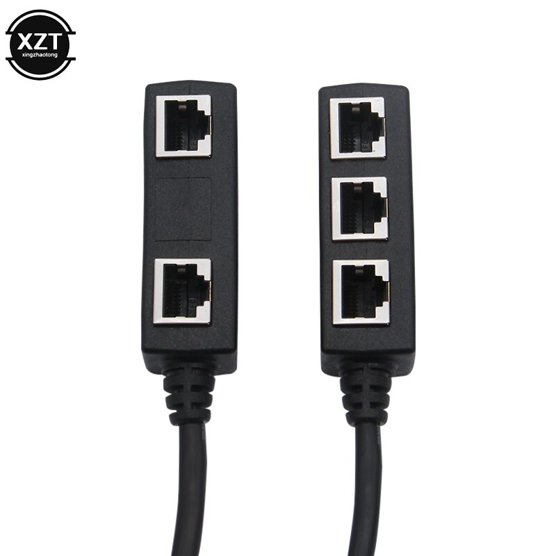 RJ45 1 Male to 3 Female Ports Ethernet Network Plug Cable Splitter Extension Adapter Male to Female Connector for Routers Hubs