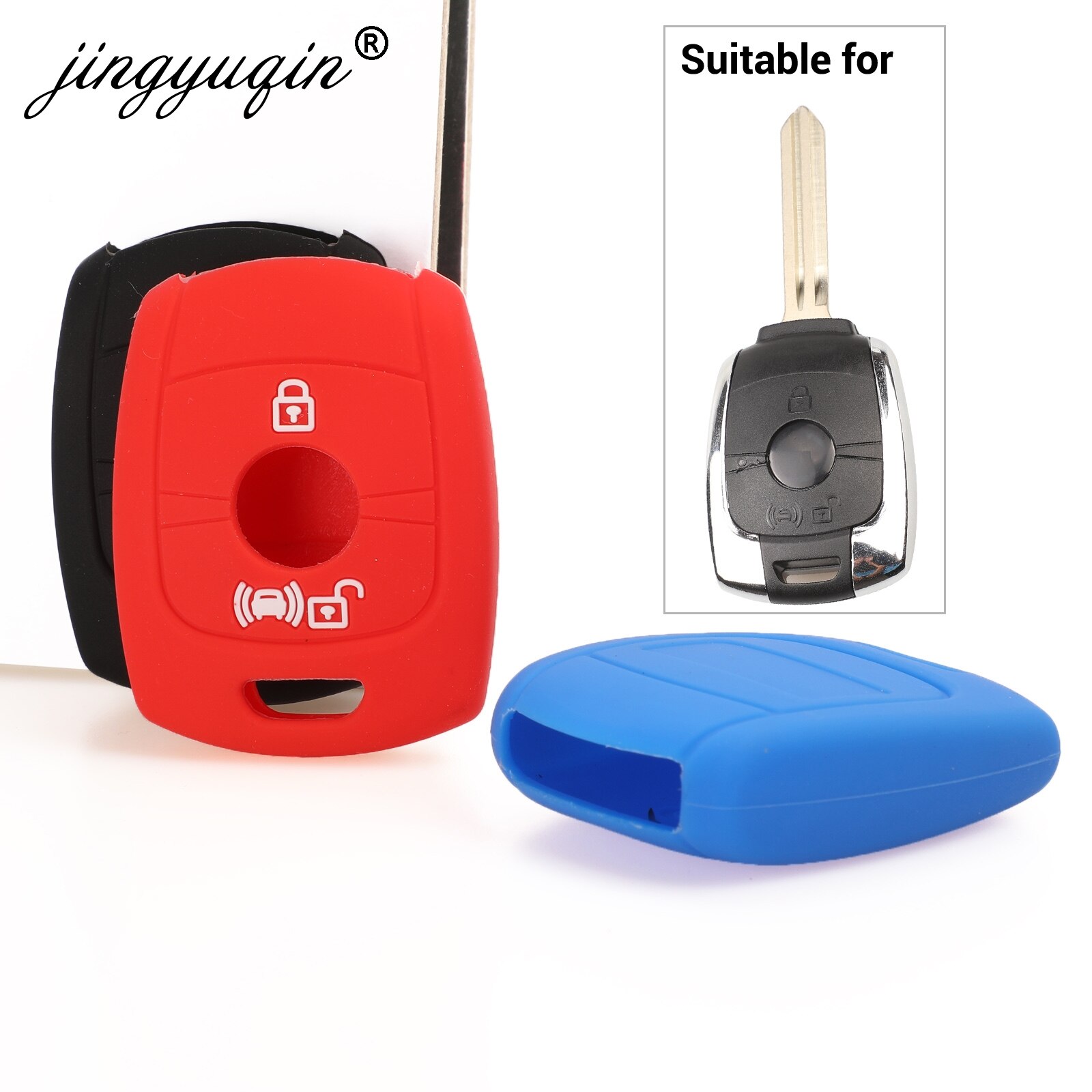 Jingyuqin 2- knops afstandsbediening sleutel siliconen hoesje voor ssangyong actyon kyron rexton korando auto styling rubberen sleutels hoes