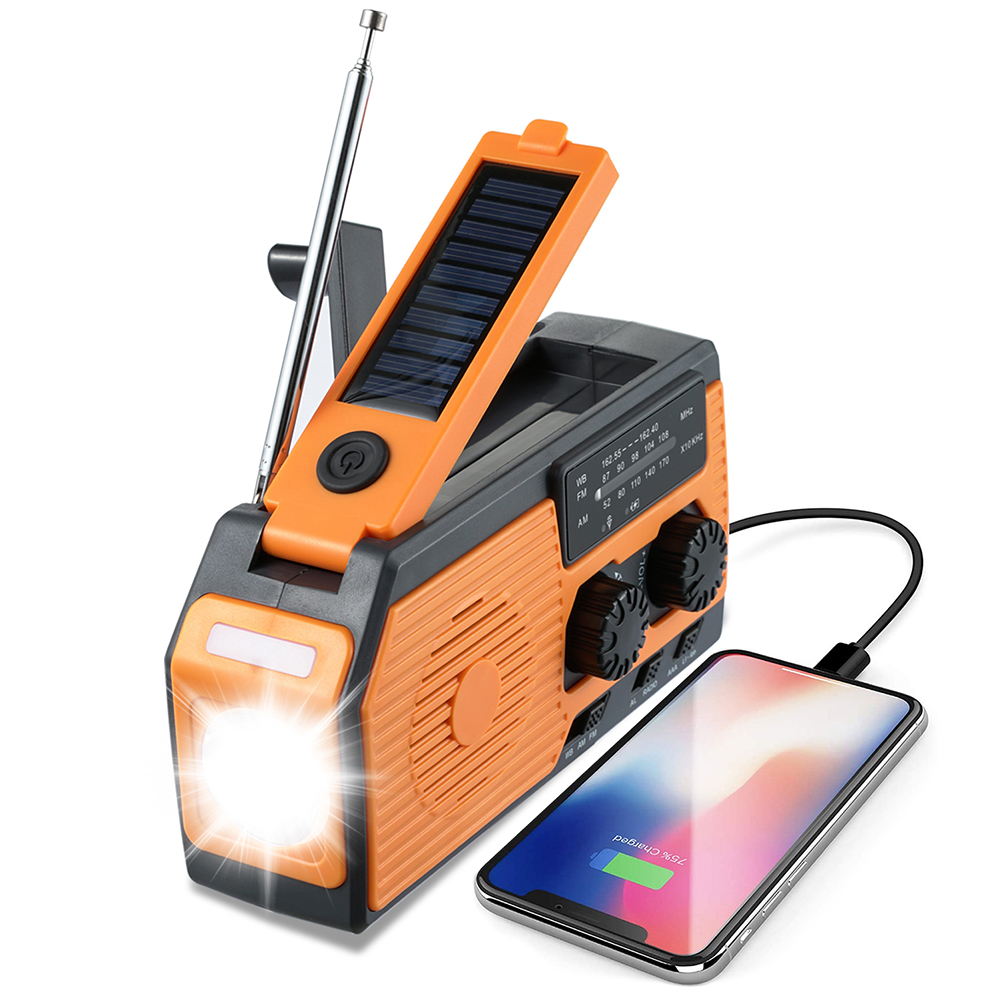 AM/FM Solar Radio Hand Crank Radio WB NOAA Emergency Radio with LED Flashlight Power Reading Lamp SOS Alarm Radio