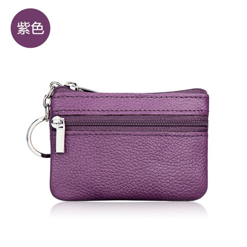 ¡Novedad de ! Monedero pequeño de monedero de cuero de PU con cremallera para mujer, funda monedero, soporte de bolsillo Mini: Purple