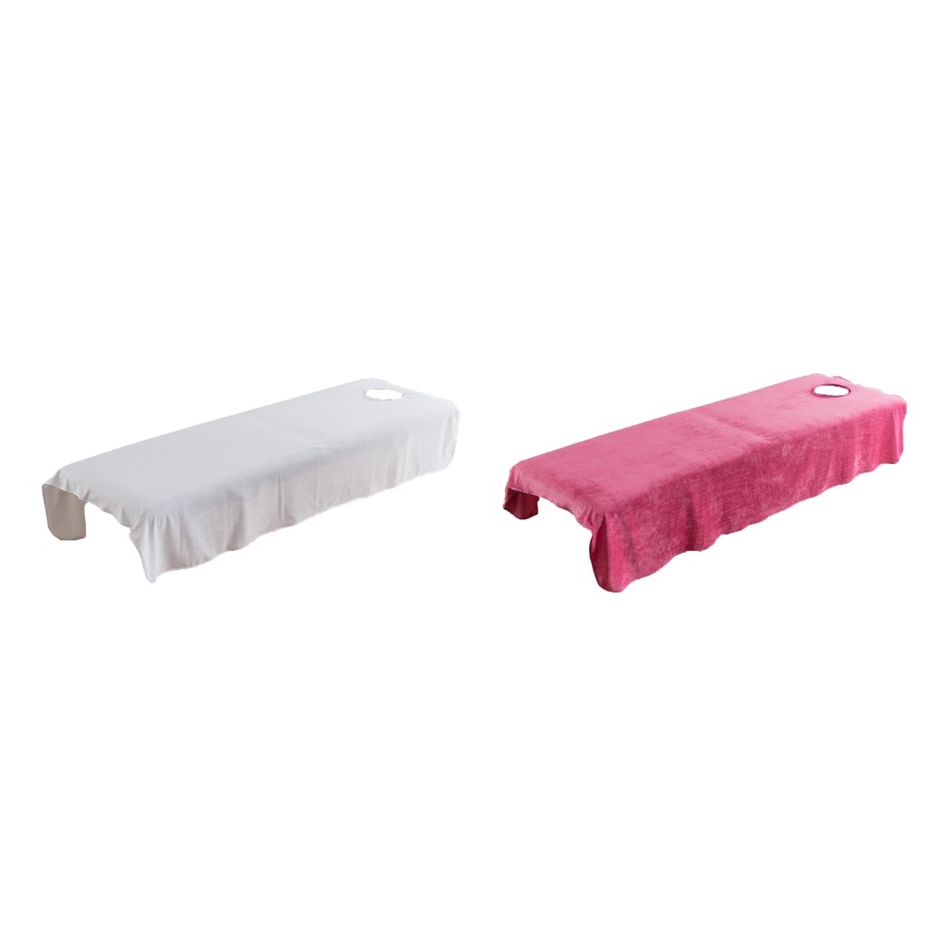 2 Stuks Zachte En Comfortabele Kristal Fluwelen Massage Spa Bed Vlakke Plaat Cover 80X190Cm, roodbruine/Wit