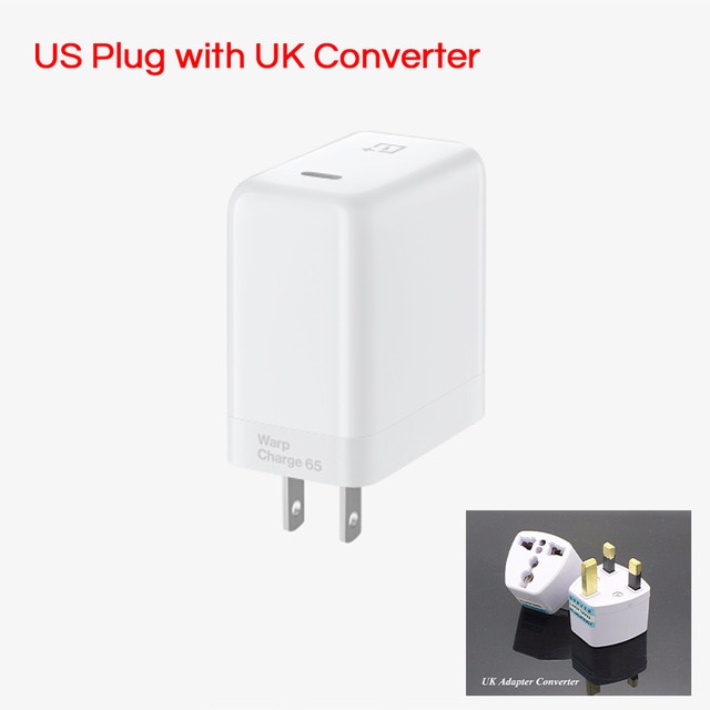 Original Oneplus Warp Charge 65 EU US UK Plug 65w Warp Charger Adapter Oneplus 8T 8 Pro 7t 7 6t Fast Charging Usbc To Usbc Cable: uk charger