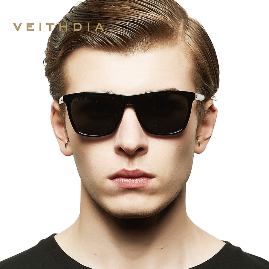 Veithdia mærke unisex retro aluminium +tr90 firkantede solbriller polariseret linse vintage brille tilbehør solbriller til mænd/kvinder
