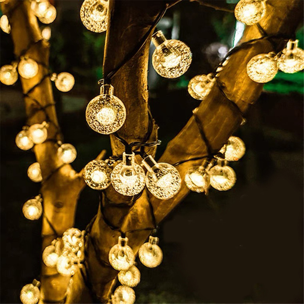 LED Solar String Lights Outdoor Waterproof Bubble Beads Fairy String Light 8 Modes Garden Wedding Party Christmas Decoration