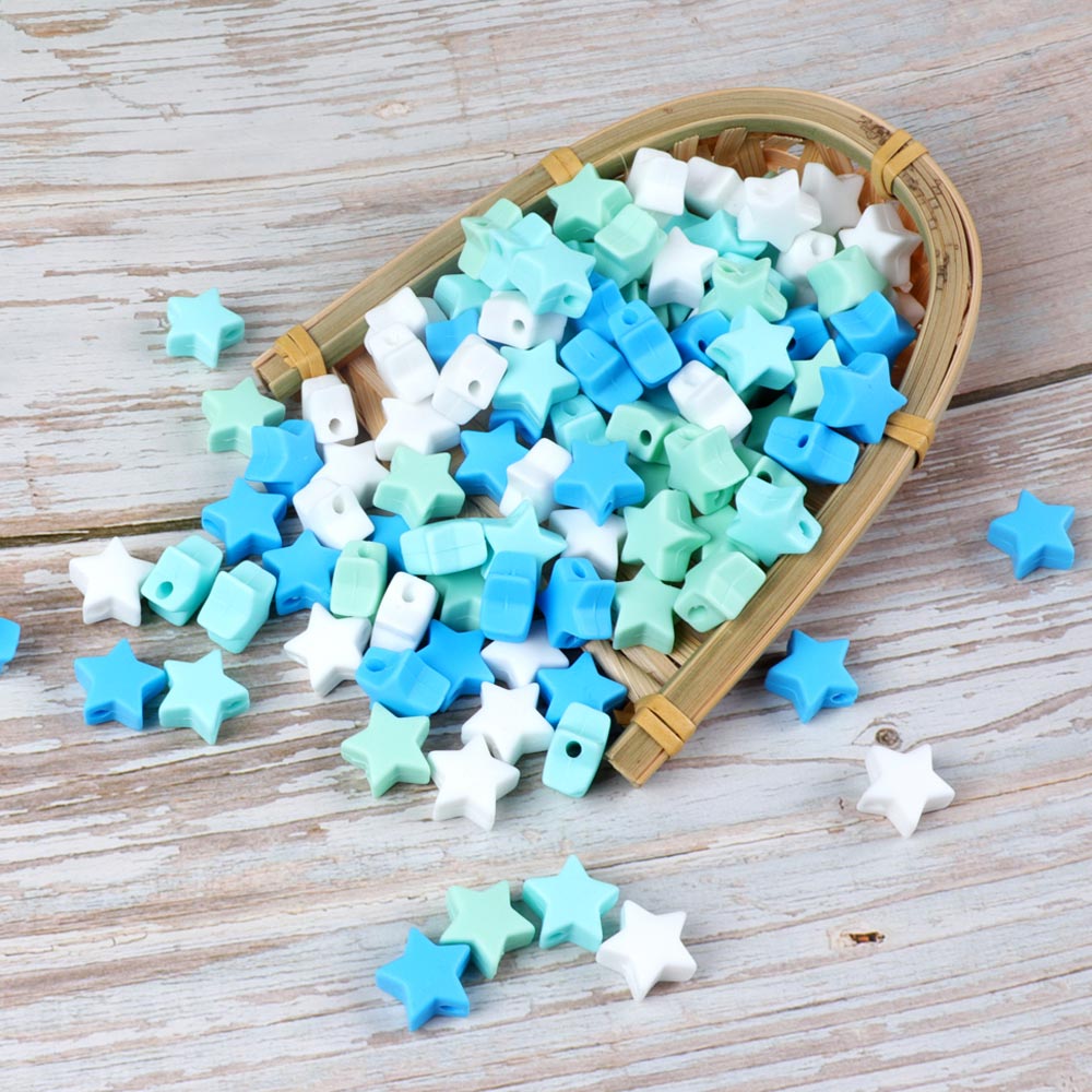 TYRY. HU 10 pc/lot étoiles bébé Silicone perles de dentition de alimentaire bébé produits collier à faire soi-même rongeur perles bébé jouets sûrs sans BPA: h