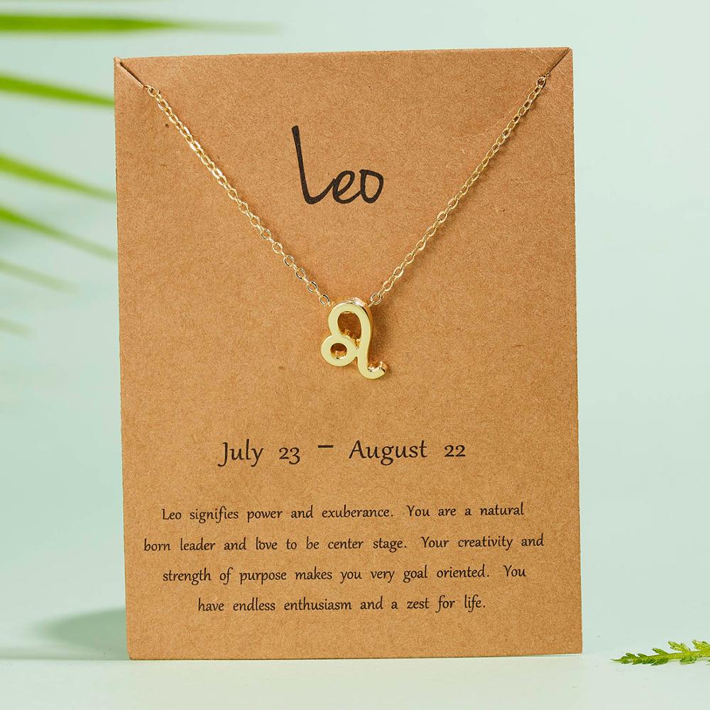 Rinhoo 12 Constellation Necklace Zodiac Sign necklace with Card Pendant Necklace charm Message Card Birthday for Women Girl