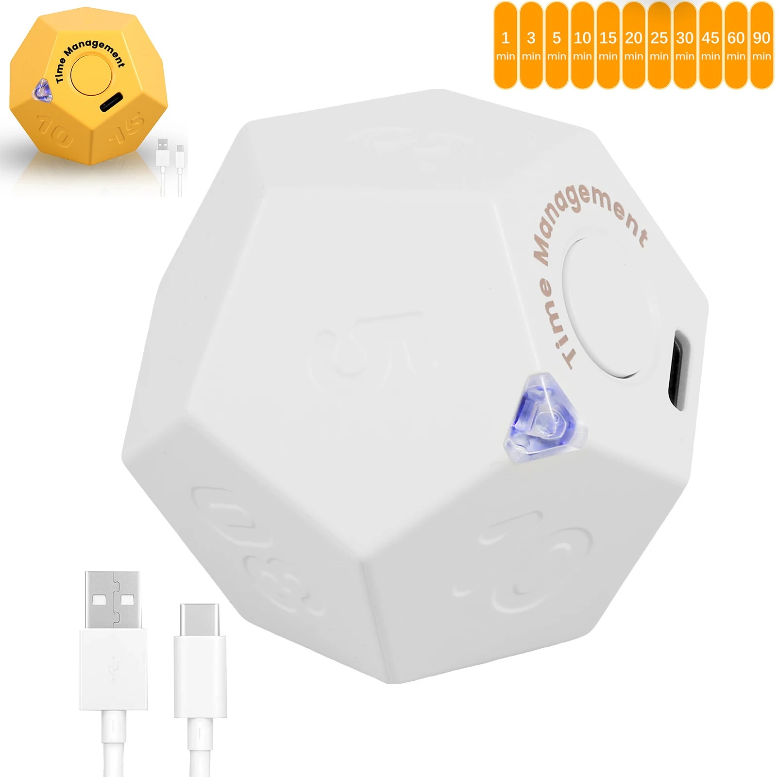 Mini-Würfel-Timer, LED-Anzeige, voreingestellte Zeit, Dual-Alarmmodus, Countdown, Pomodoro, digitaler Timer, Zeitmanagement, Küche, Kochen, Studie