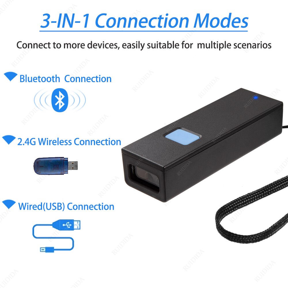 Mini Scanner di codici a barre portatile portatile 2d Bluetooth 1D/2D lettore di codici a barre QR Code Scanner PDF417 per logistica espressa