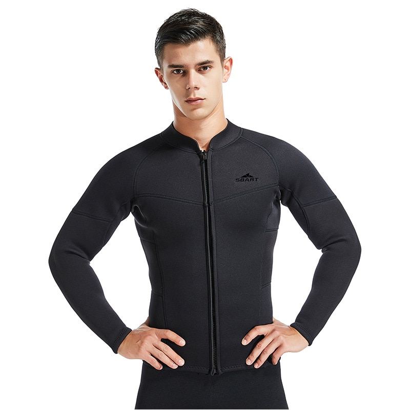 Sbart 3Mm Neopreen Warme Jas Wetsuits Mannen Duikpakken Zwemmen Tops Lange Mouw Mannelijke Scuba Rashguards Snorkelen Gear Deo