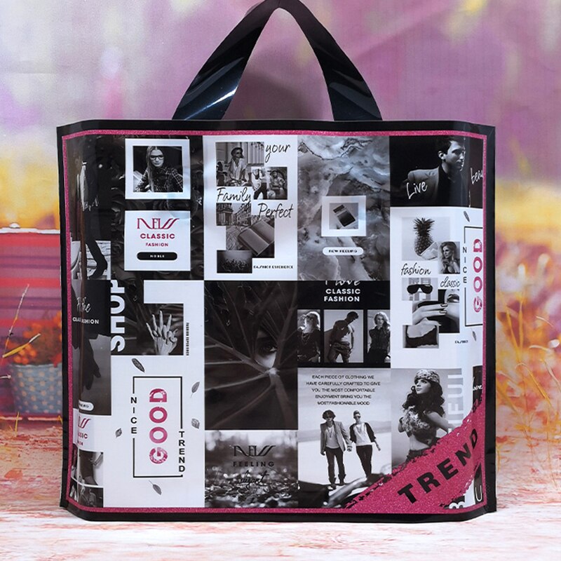 10 Stks/partij Dikke Boutique Kleding Verpakking Dikke Plastic Boodschappentassen Plastic Tas Met Handvat Draagtas