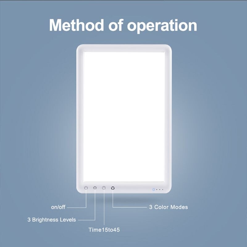Ultra Thin Sad Light Therapy Lamp 3 Modes Seasonal Affective Disorder Phototherapy Sunlight for Home Office
