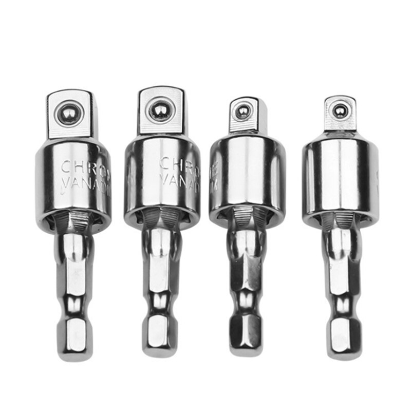 Universal Joint Set Ratchet Angle Extension Bar Socket Adapter 1/4" 3/8" 360 Degree Rotated S-quare Head Sleeve