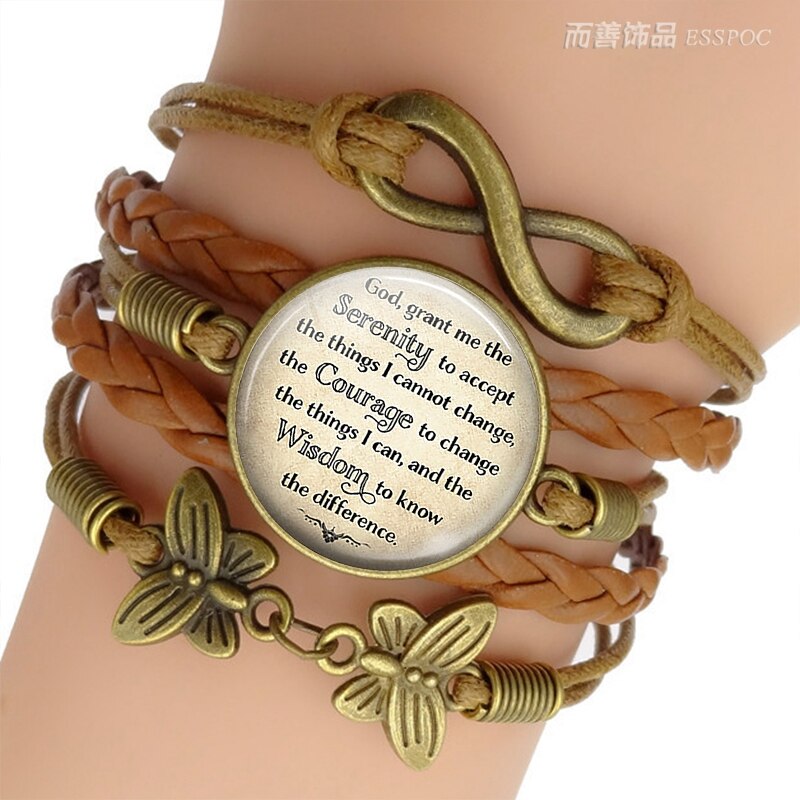 Serenity Gebed Inspirerend Citaat Sieraden Glas Cabochon Combinatie Armband Handgemaakte Accessroies