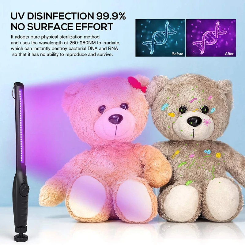 Lámpara esterilizadora UV recargable para el hogar, lámpara bactericida de desinfección ultravioleta UVC, limpiador de lámpara germicida UV-C, 30 LED