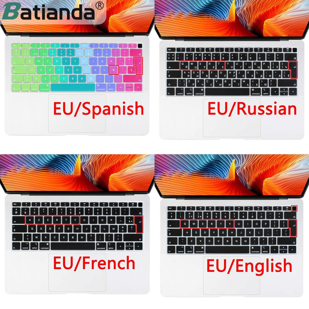 Euro Russian Spanish French Arabic Water Dust Proof keyboard Cover Skin for Macbook Air 13 A2179 A1932 Touch ID