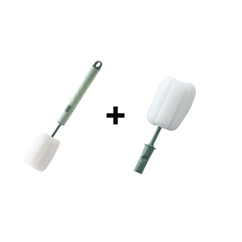 Spugna rimovibile biberon spazzola per tazza manico lungo bottiglia di vetro lavaggio spazzole per pulizia detergente goupilon Escova De Garrafa: 2 Pcs Green