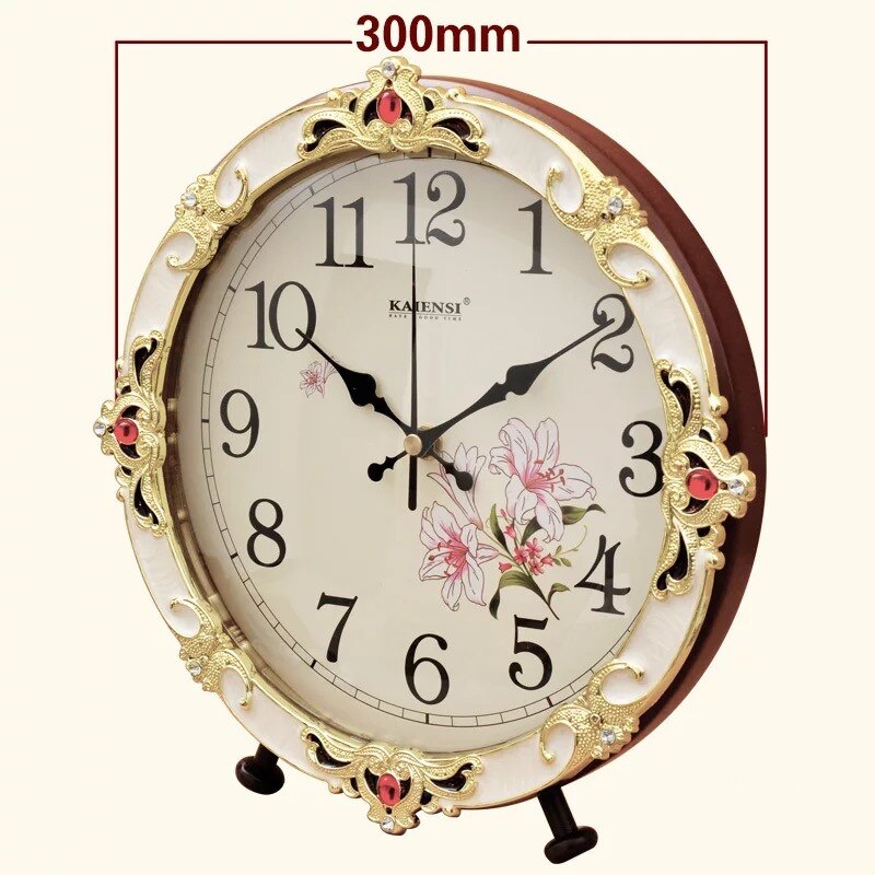 European Bedroom Bedside Table Clock Living Room Retro Seat Clock Home Decoration Large Simple Office Desktop Clock: D