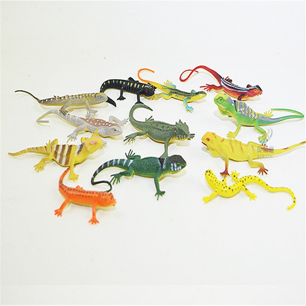 Eco-friendly Bagged Lizard Model Toy 12 Painted Lizard Animal Model