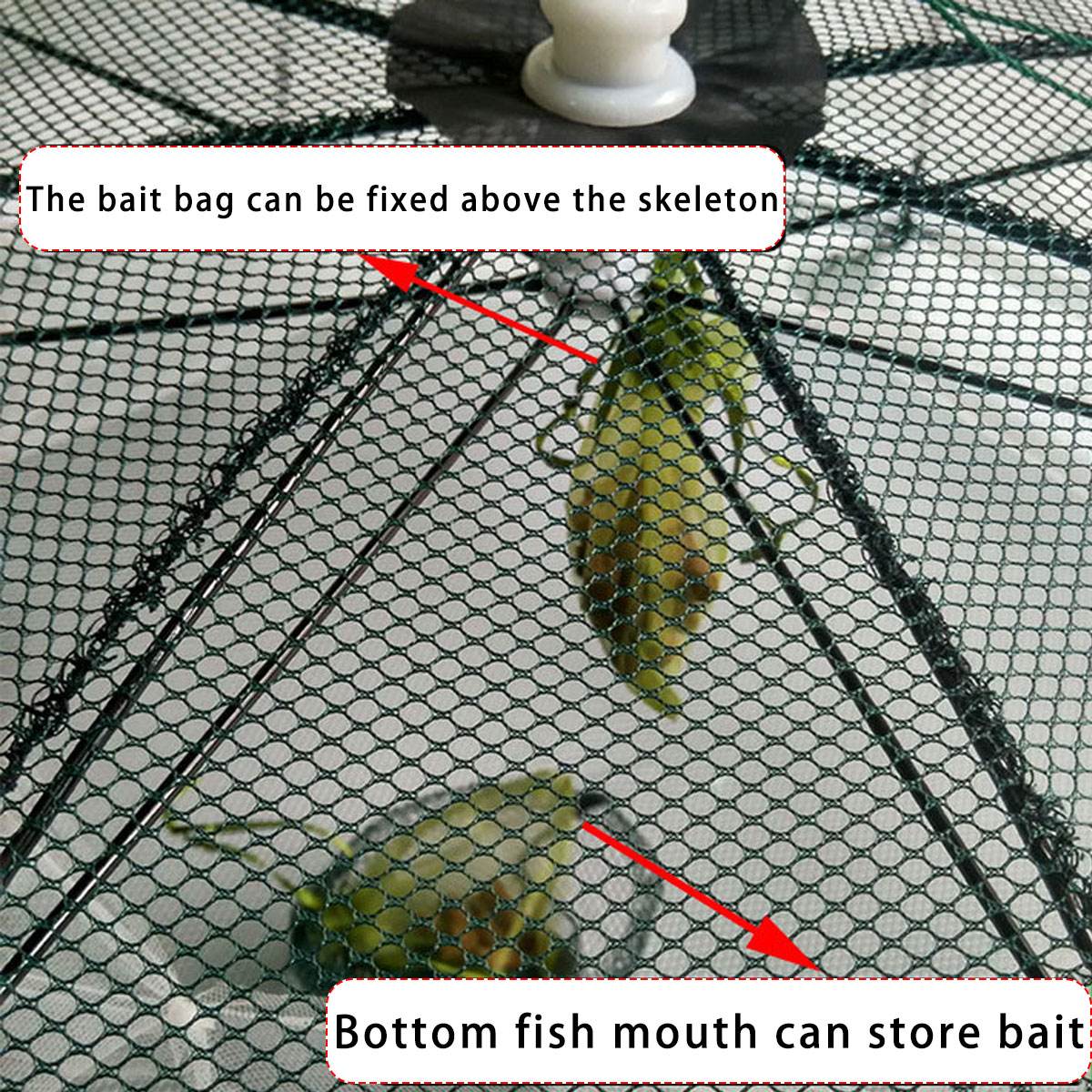 Durable 4-20 Holes Automatic Folding Fishing Net Shrimp Cage Nylon Foldable Crab Fish Trap Cast Net Cast Folding Fishing Network