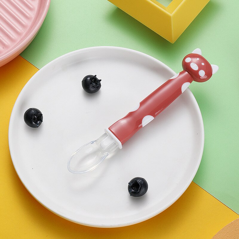 SMGSLIB – cuillère en Silicone sans BPA pour bébé, vaisselle pour enfants, alimentation solide: crimson