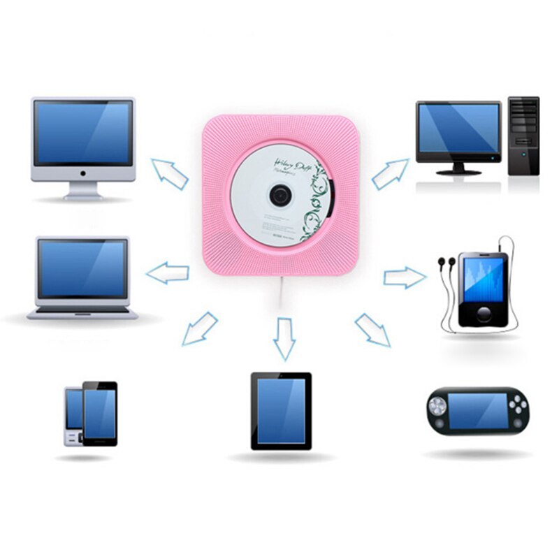 Wall Mounted CD Player With Bluetooth Remote Control Walkman Stereo FM Radio HiFi Music Built-in Speaker Discman Lecteur CD