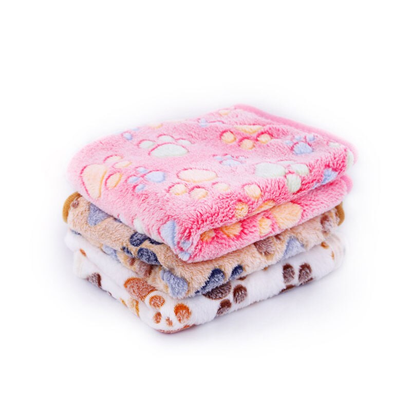 Manta de lana suave con estampado de pata para perro, manta bonita y Floral para dormir, alfombrilla para camas, 3 colores, 40x60cm, 75x50cm