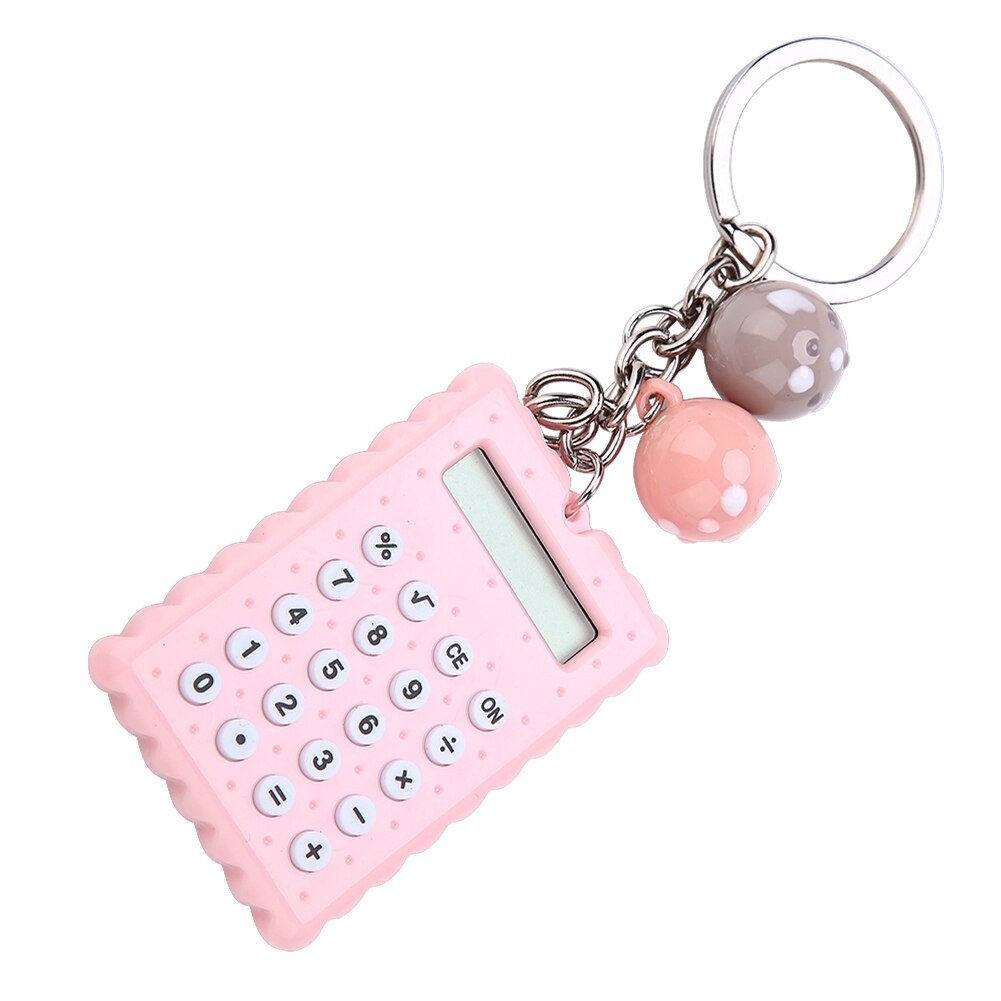Portable Mini 8 Digits Calculators Keychain Electronic Calculator Battery Power Calculators School Student Calculating Tools