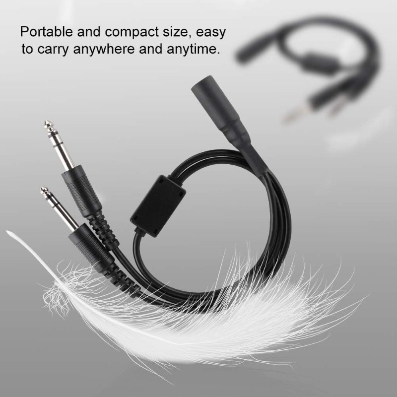 Helicopter to General Aviation Headset Adapter Cable with Dual GA Plugs, for AVCOMM, U174 (3/16" Mic Plug,1/4" Speaker Plug)