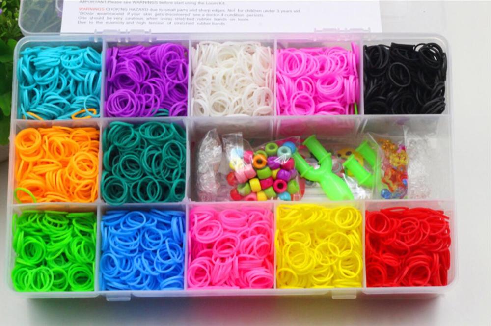 Rubber Rainboow Loom Bands Meisje voor Kinderen Elastische Band voor Weven Vetersluiting Armbanden Speelgoed voor DIY Christmas: 12 color 5500 pcs