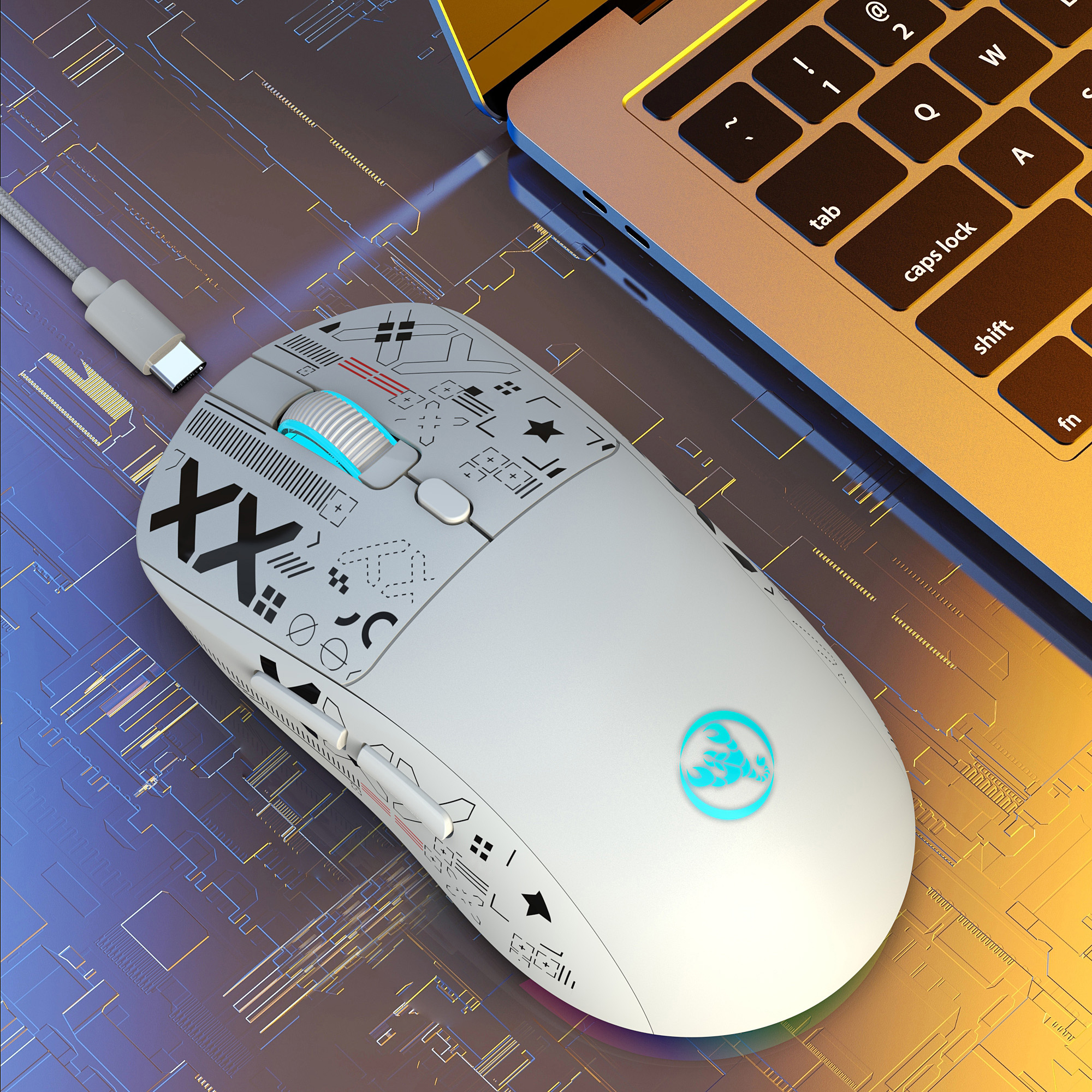 Popularna bezprzewodowa mysz do gier HXSJ T90 2.4G z 3 trybami i ciche przyciskami, ergonomiczna, kolorowa, podświetlana RGB, 650 mAh