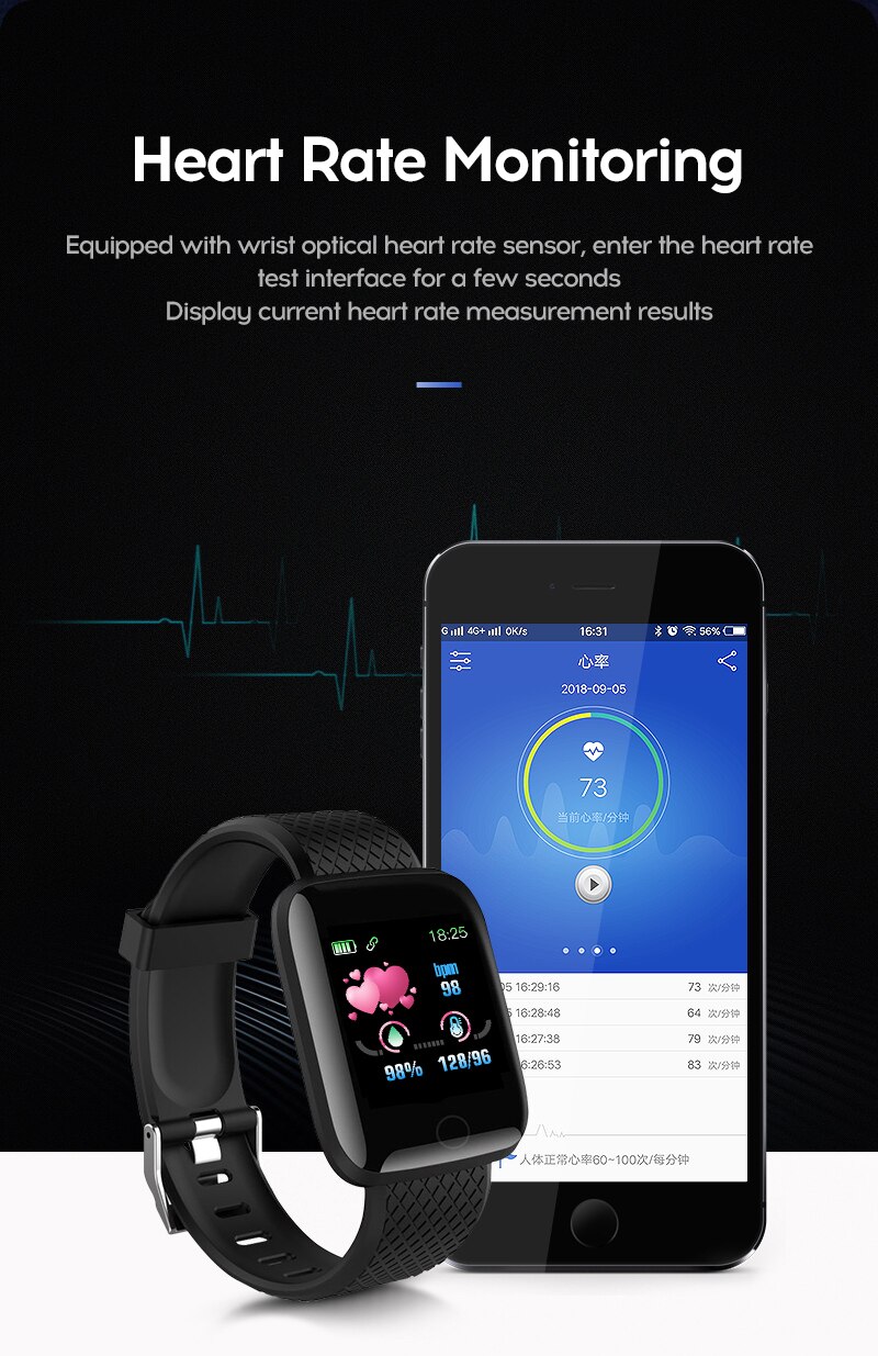 Original MoreFit 116 Plus Smart Watches Sport Smart Watch Wristband Heart Rate Monitor D13 Smartwatch VS Y68 D20 Smartwatches