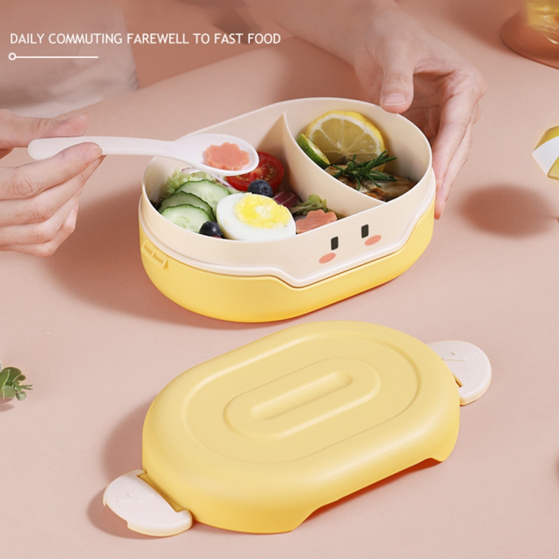 Cartoon 3 Partition Plastic Kids Lunch Box Leak-Proof Children Bento Box Student Food Container Microwave Kawaii Lunchbox