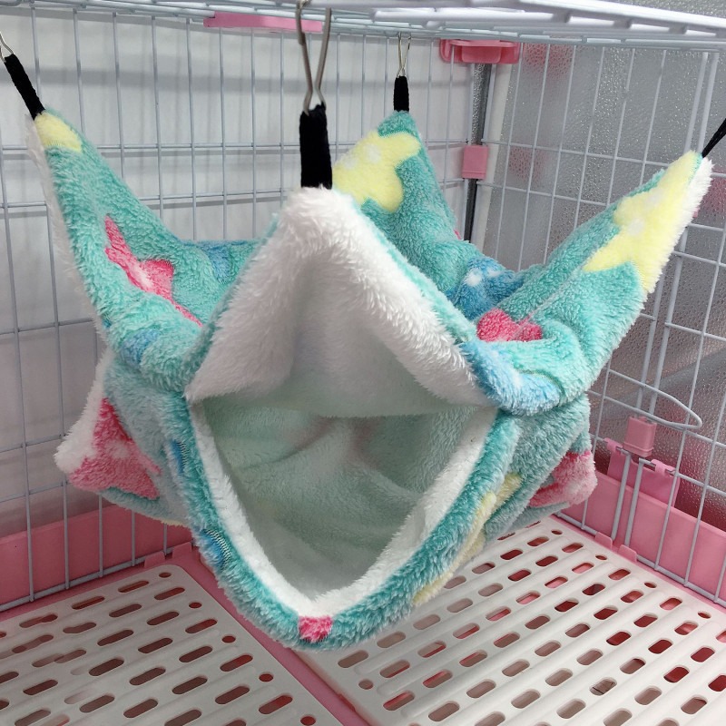Dubbel Gelaagde Hamsterkooi Slaaphangmat Print Cavia Kleding Bed Knaagdier Hangmat Chinchilla Kooi Klein Huis