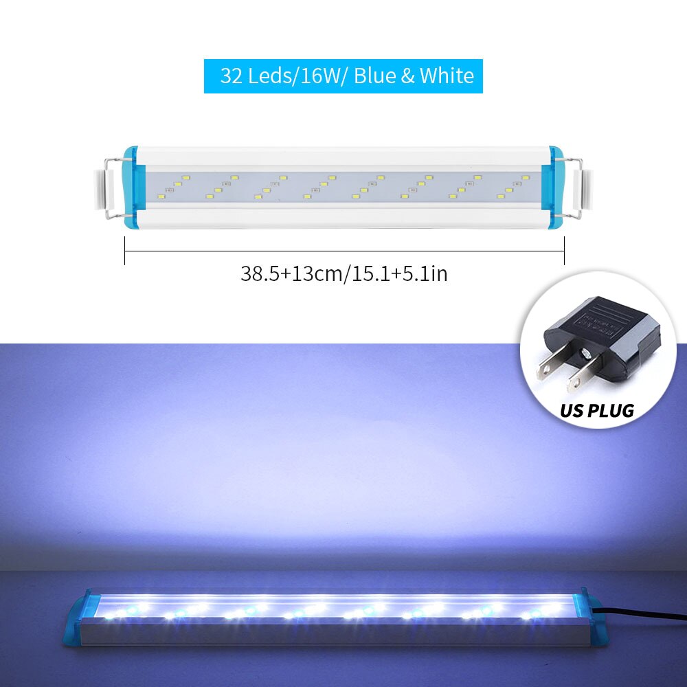 Super Slim LEDs Aquarium Lights Clip-on LED Plants Grow Light Aquatic Freshwater Lamps Waterproof Lamp For Fish Tanks 18-71CM: SZD-L40BW-US