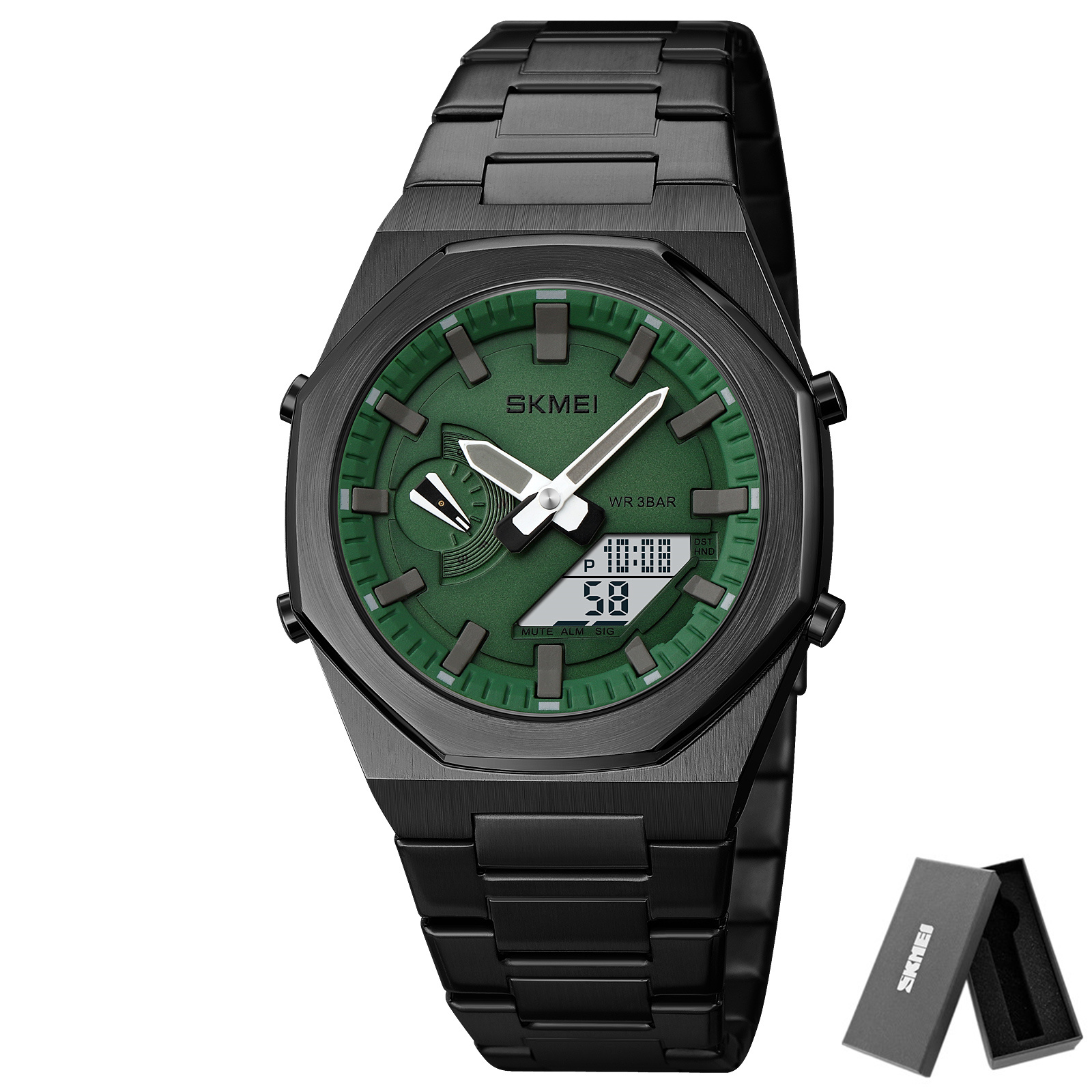 Skmei 1816 klokker uformell forretningsklokke kvartsklokke lys dato vanntett armbåndsur relogio maskulin herre sport: Grønn