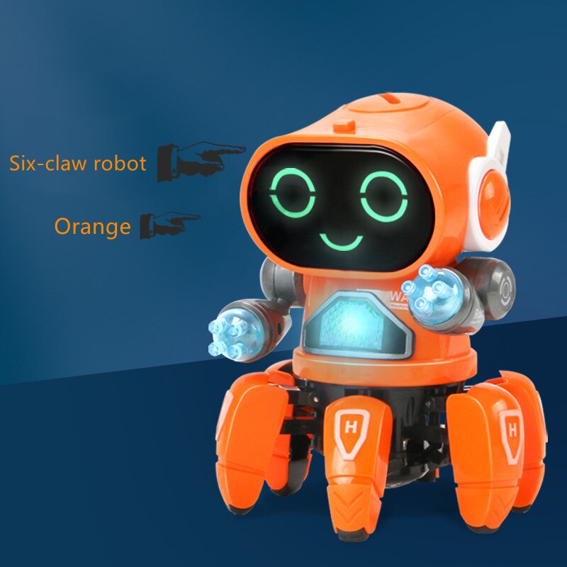 Mini jouets pour enfants, 6 griffes, pieuvre, Robot ABS, lumières LED, musique dansante, colorés, pour garçons et filles, 2022: Rouge