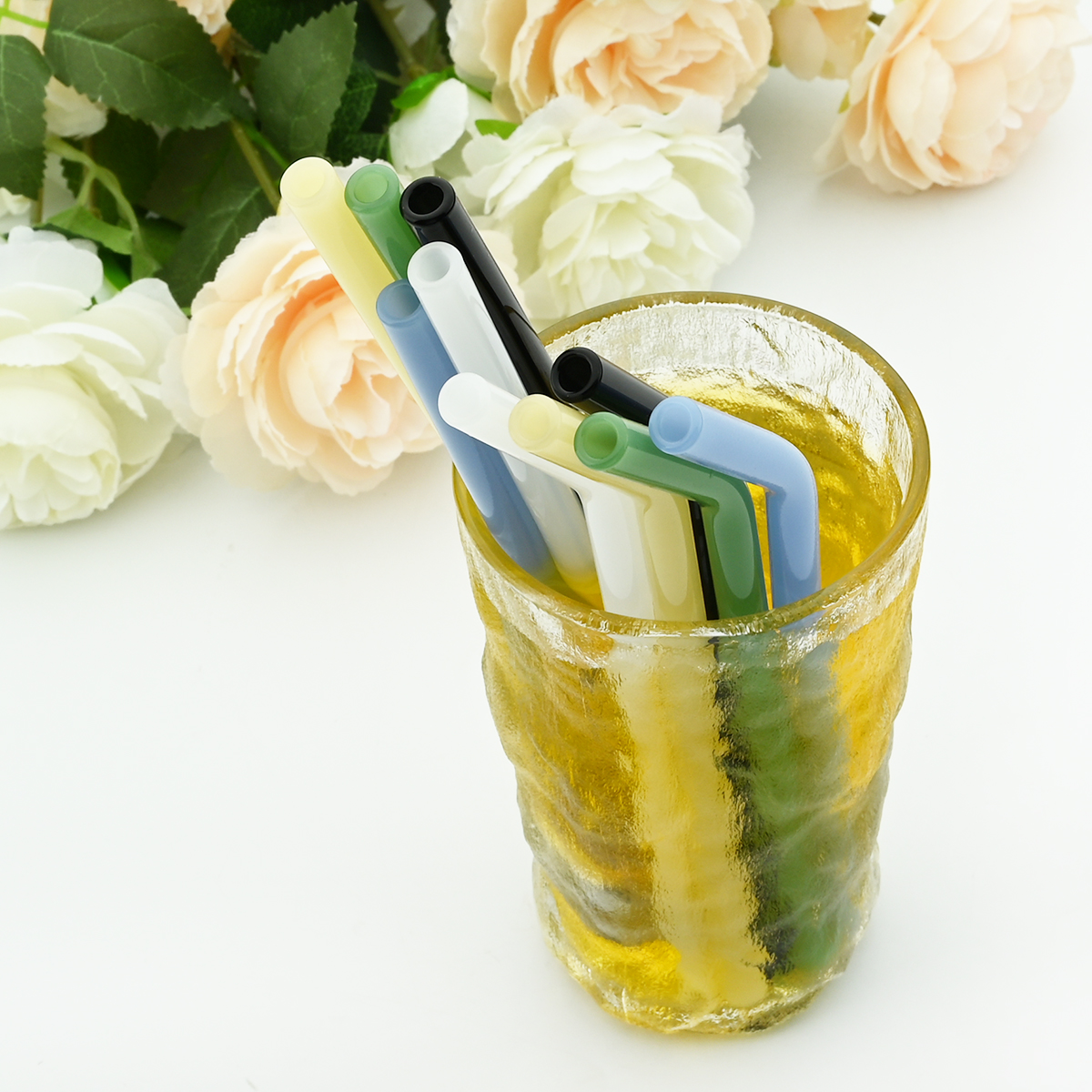 Eco Friendly Reusable Drinking Straws High Borosilicate Glass Straws for Smoothies Straws Cocktails Bar Accessories with Brushes