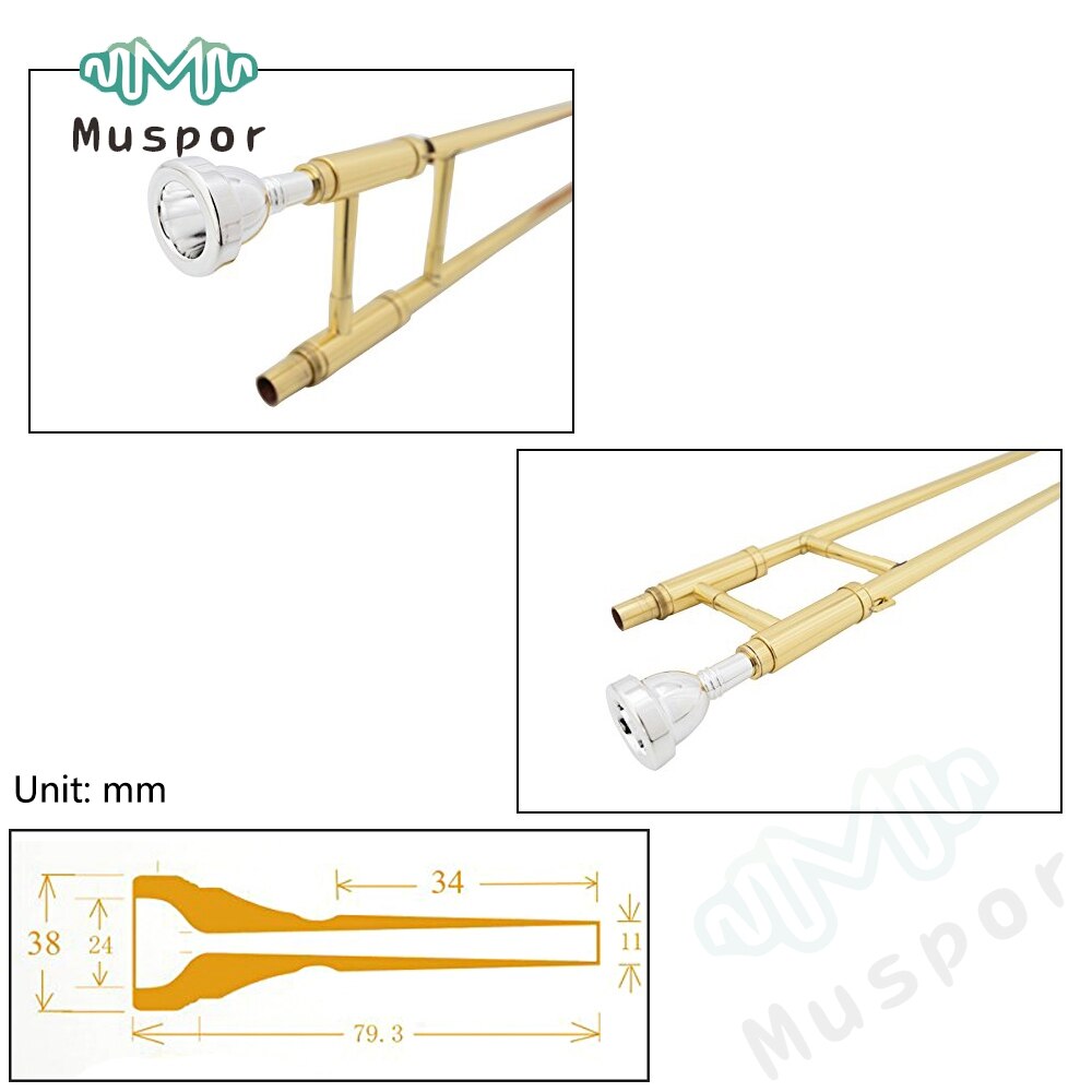 Glory Professonal Verzilverd Kleine Schacht Alttrombone Mondstuk Bb 12C Posaune Tromba