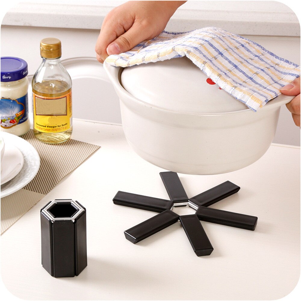 pot mat black foldable non-slip heat-resistant mat family table essential pan pot kitchen салфетки на стол