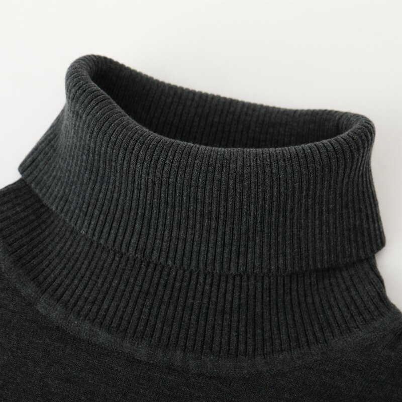 Herre rullekrave bomuldstrøje varm efterår vinter blød slim fit behageligt langærmet tøj strikket afslappet herre sweater