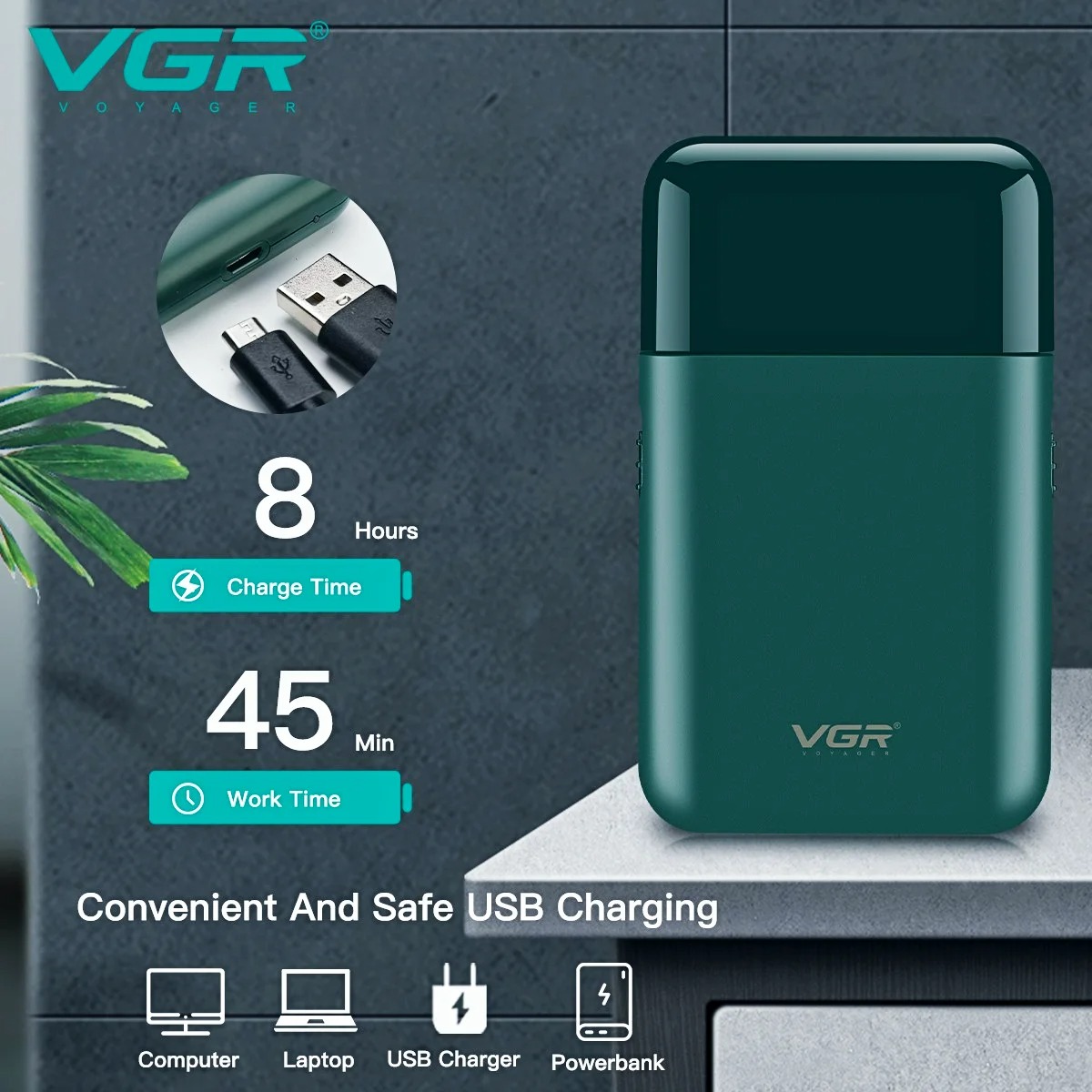 VGR Trimmer Oplaadbaar Afwerking Baardtrimmer Mini Draagbaar Scheerapparaat Professioneel Elektrisch Scheerapparaat Scheermachine voor mannen V-390