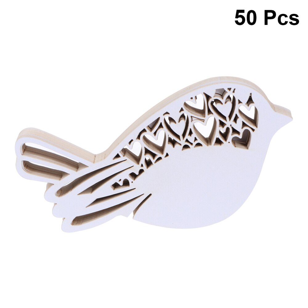 50 stuks gesneden ivoren love bird bruiloft tafel wijnglas plaatsnaamkaartjes hart vogels