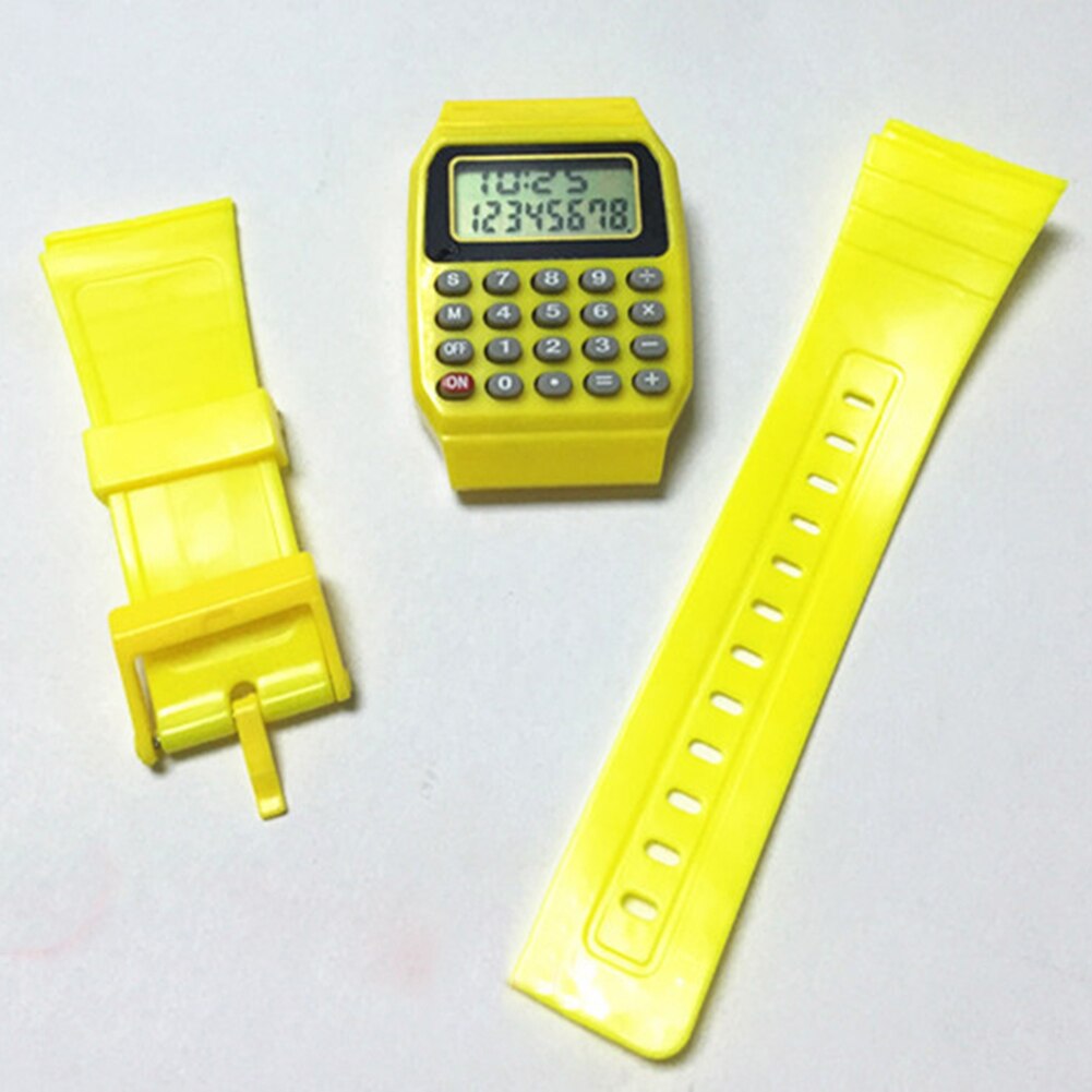 Plastic Children Digital Square Wrist Watch Mini Portable Calculator Exam Tool Kids AG4 Button Battery