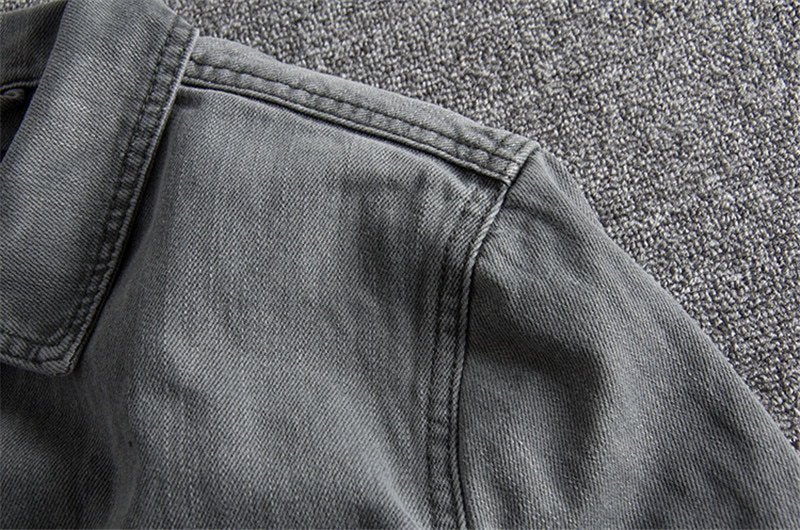 In-yeson märke jeansjacka herr grå army färg slim fit rock jeansjackor tvättade vintage jeansjacka för män