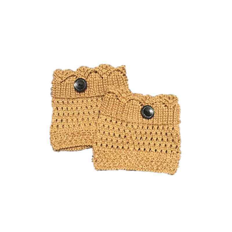 Calentadores de piernas de Invierno para mujer, botas de punto de ganchillo, puños, botas cortas elásticas, calcetines negros, botas cálidas informales de , 2 piezas