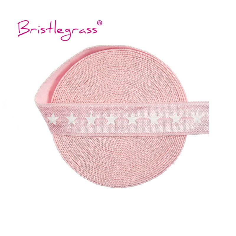 Bristlegrass 5 Yard 5/8 "15Mm Wit Star Print Vouw Over Elastische Foe Spandex Satijn Band Haar Band Hoofdband tutu Jurk Naaien Trim: Light Pink
