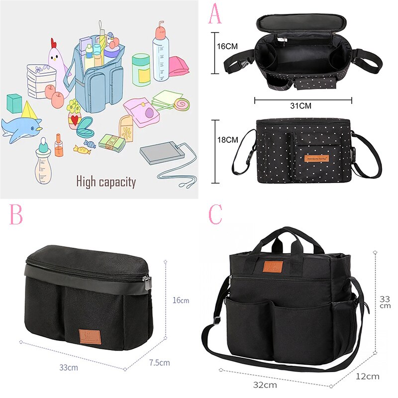 Baby Kinderwagen Tasche Universal- Mutter Paket Reise Hängen Wagen Organizer Windel Hängen Tasche Große Kapazität Kinderwagen Zubehör