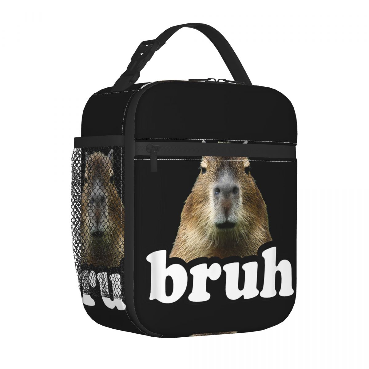 Don't Worry Be Capybara Insulated Lunch Bags Portable Reusable Cooler Bag Tote Lunch Box College Picnic Bento Pouch: Khaki